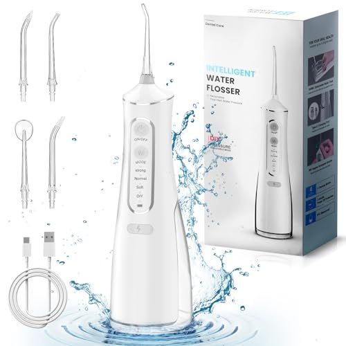 Rechargeable Water Flosser for Teeth Cleaning – Portable Cordless Dental Oral Irrigator with 5 Jet Tips, USB Charging, 4 Modes – Waterproof & Travel-Friendly – Ideal for Braces & Gums