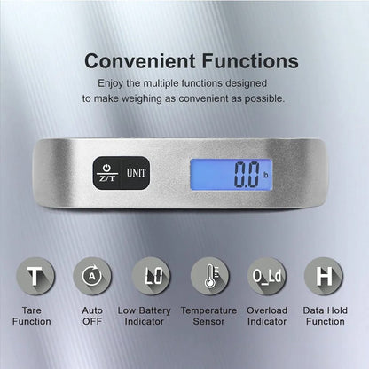 ravel Inspira Digital Luggage Scale – 110lb Capacity, Portable Hanging Baggage Scale with Battery –(Silver)