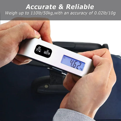 ravel Inspira Digital Luggage Scale – 110lb Capacity, Portable Hanging Baggage Scale with Battery –(Silver)