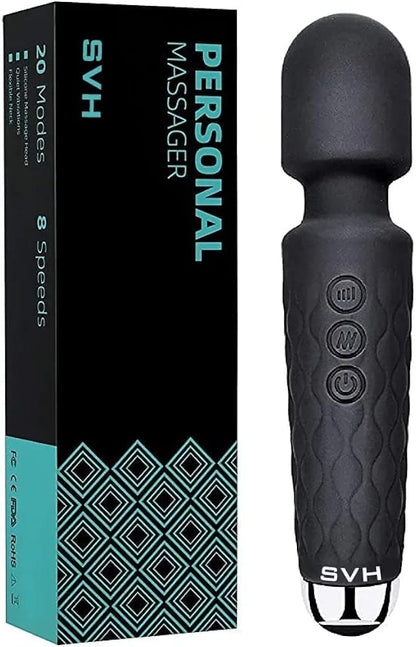 SVH Rechargeable Personal Massager – 20 Modes, 8 Speeds, Flexible Head (Black)