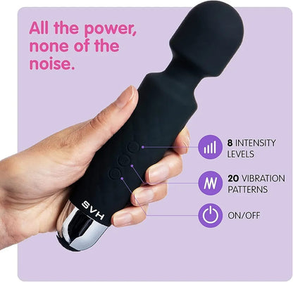 SVH Rechargeable Personal Massager – 20 Modes, 8 Speeds, Flexible Head (Black)