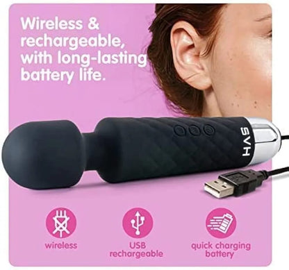 SVH Rechargeable Personal Massager – 20 Modes, 8 Speeds, Flexible Head (Black)