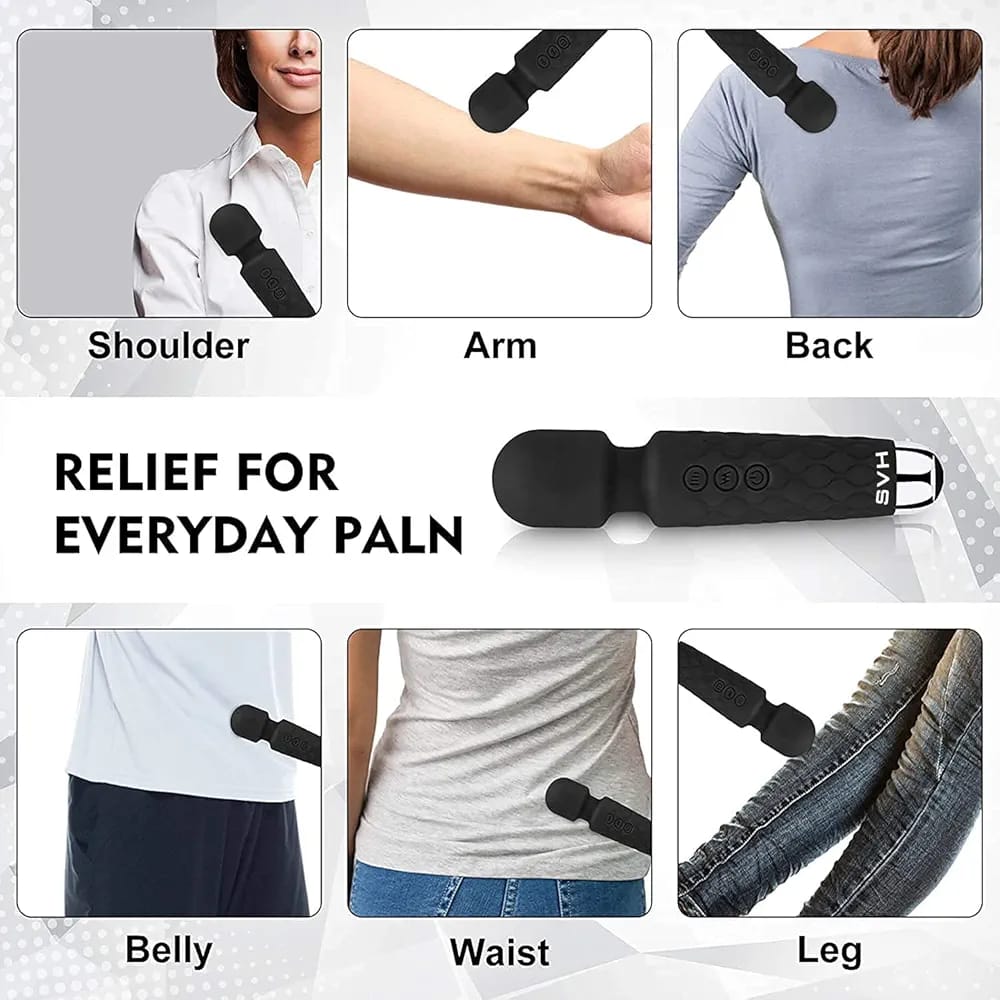 SVH Rechargeable Personal Massager – 20 Modes, 8 Speeds, Flexible Head (Black)