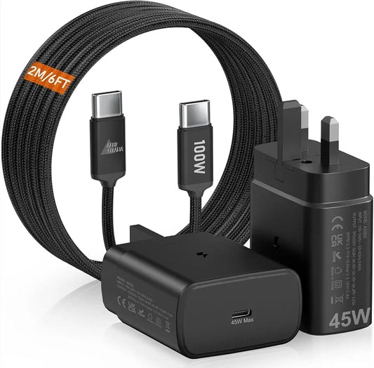 Aerostralia 45W USB-C Super Fast Charger with 2M 100W Cable – Compatible with Samsung S24/S23 & MacBook Air
