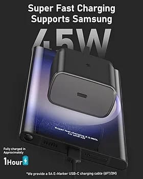 Aerostralia 45W USB-C Super Fast Charger with 2M 100W Cable – Compatible with Samsung S24/S23 & MacBook Air