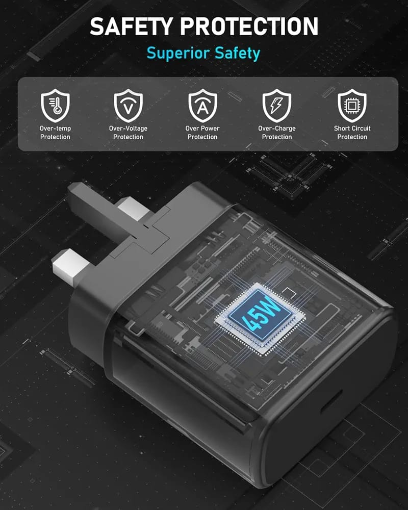 Aerostralia 45W USB-C Super Fast Charger with 2M 100W Cable – Compatible with Samsung S24/S23 & MacBook Air