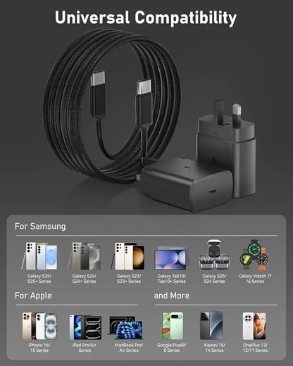 Aerostralia 45W USB-C Super Fast Charger with 2M 100W Cable – Compatible with Samsung S24/S23 & MacBook Air