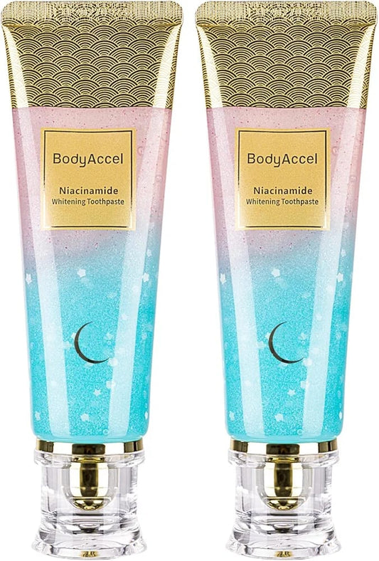 BodyAccel Niacinamide Whitening Toothpaste 🦷  – Natural Brightening, Fresh Breath, Gentle Formula (2 & 4-Pack)