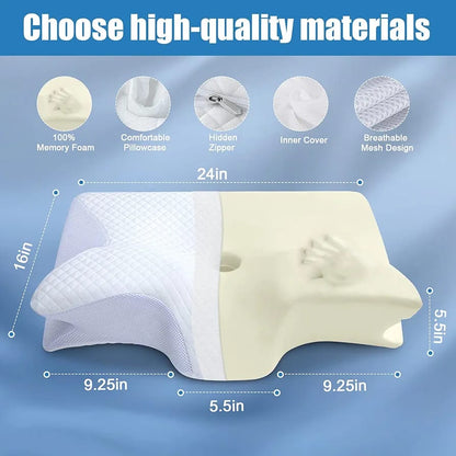 HOMCA Cervical Memory Foam Pillow – 2-in-1 Orthopedic Contour Pillow for Neck Pain | Side, Back & Stomach Sleepers