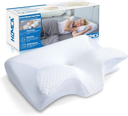 HOMCA Cervical Memory Foam Pillow – 2-in-1 Orthopedic Contour Pillow for Neck Pain | Side, Back & Stomach Sleepers