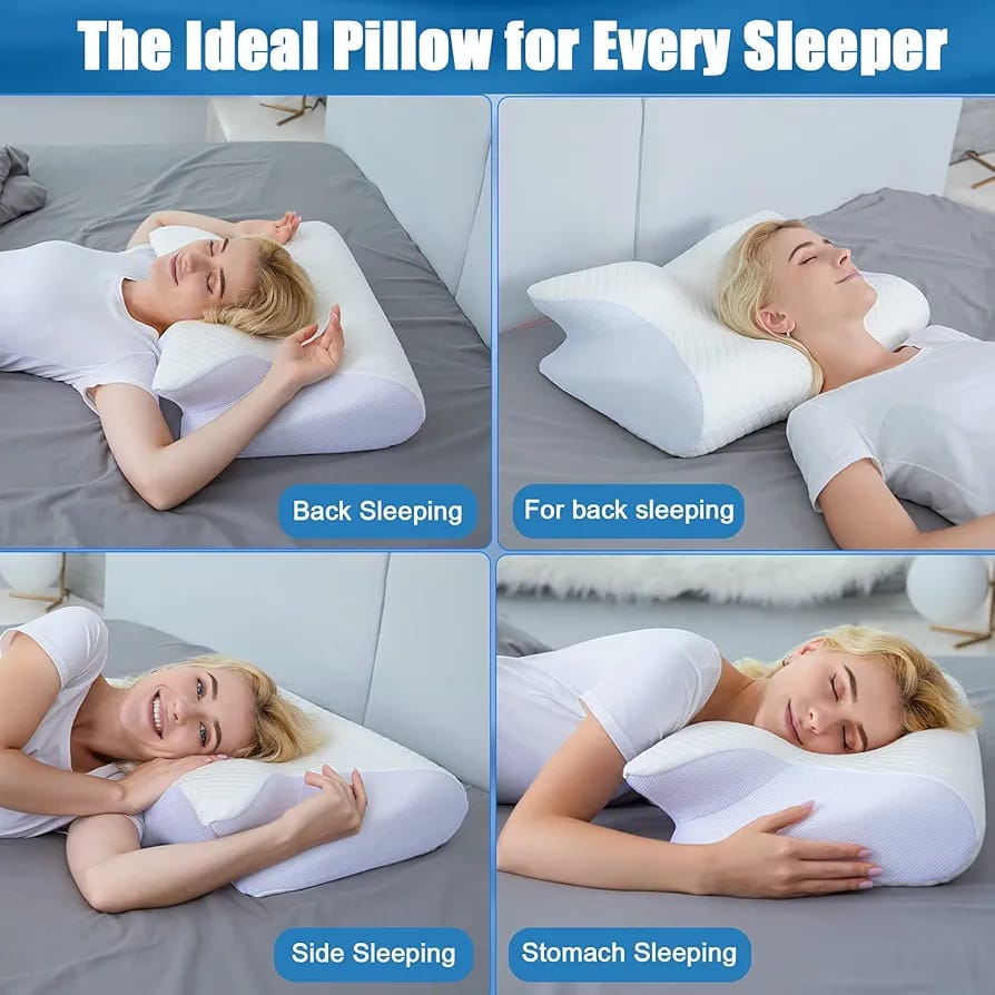 HOMCA Cervical Memory Foam Pillow – 2-in-1 Orthopedic Contour Pillow for Neck Pain | Side, Back & Stomach Sleepers